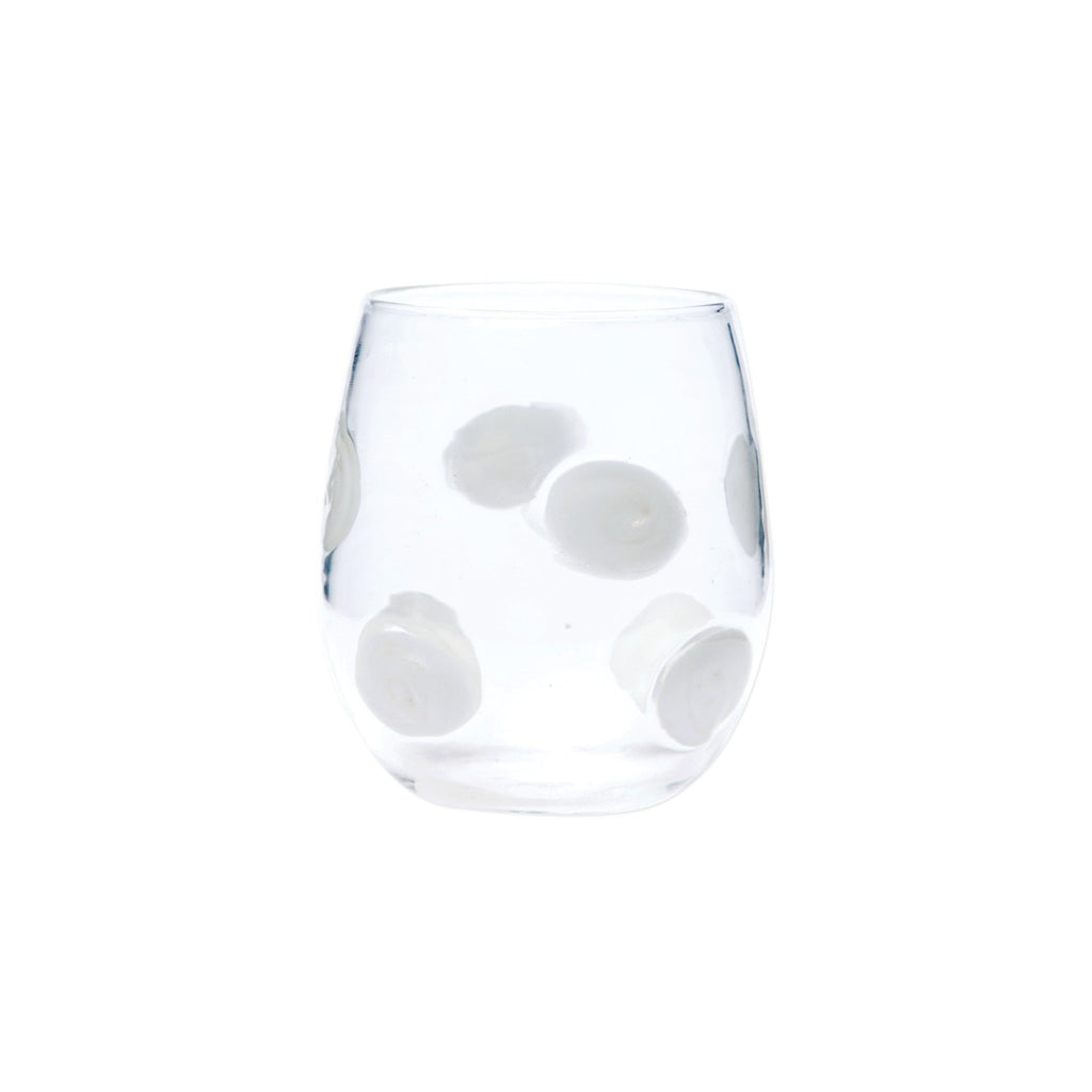 Drop Stemless Wine Glass Glassware Vietri White  