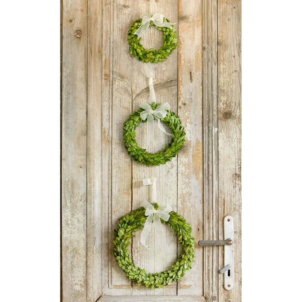 Ribboned Boxwood Wreaths Set of 3 Wreaths and Garlands Farmhouse Designs   