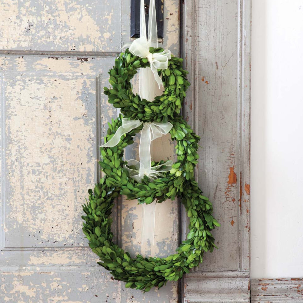 Ribboned Boxwood Wreaths Set of 3 Wreaths and Garlands Farmhouse Designs   