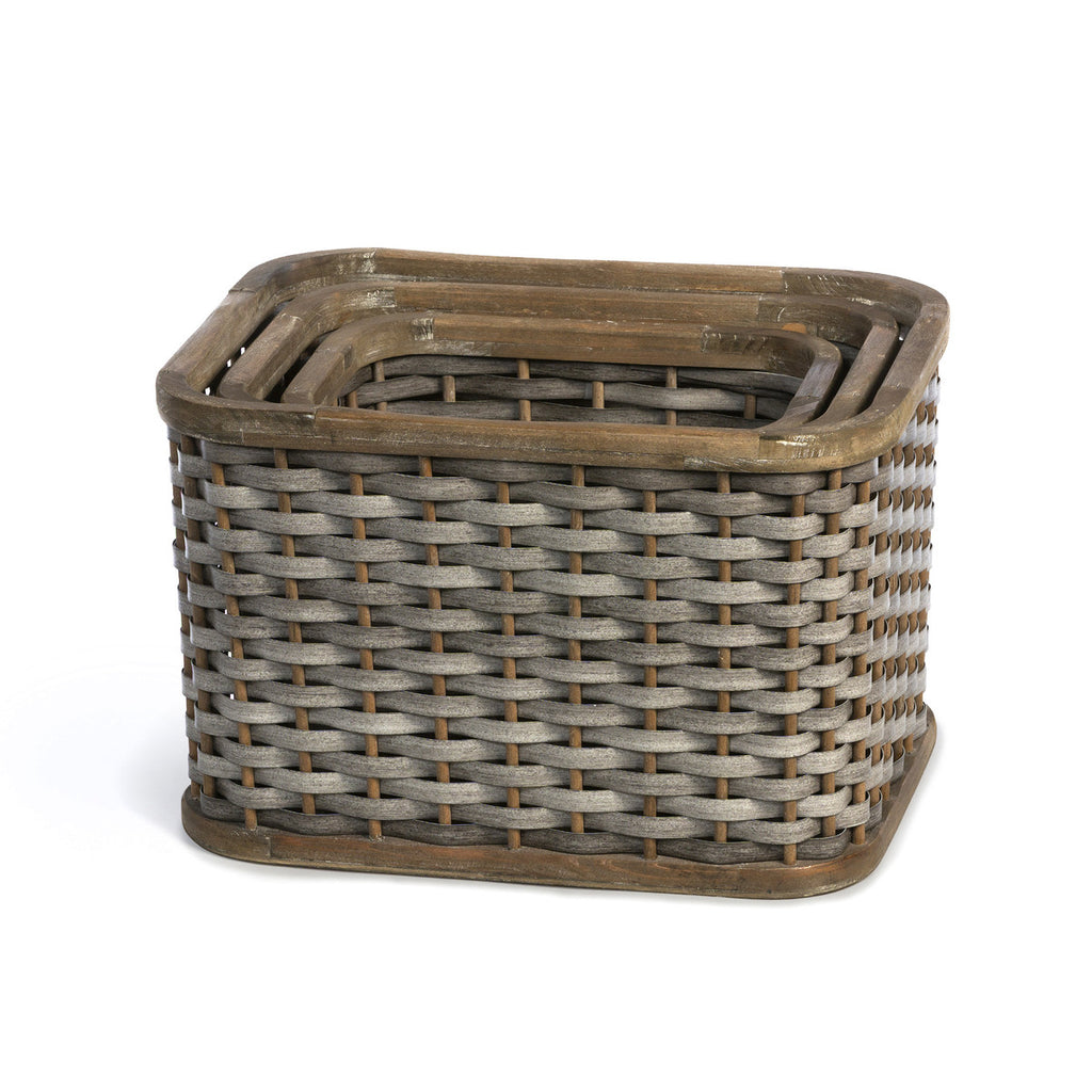 Bamboo and Wood Basket Set Decor Farmhouse Designs   