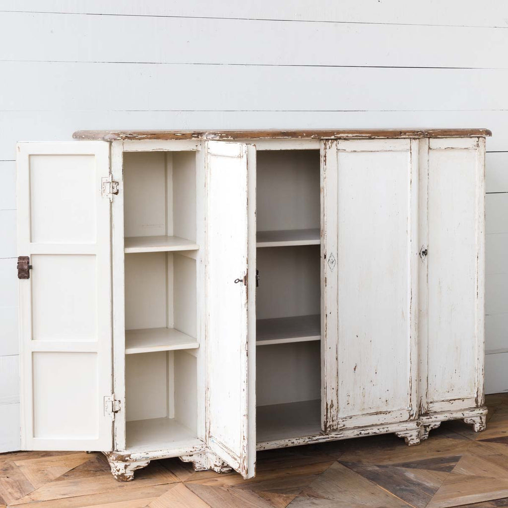Grand Weathered White Entrance Cabinet Hutches & China Cabinets Farmhouse Designs   