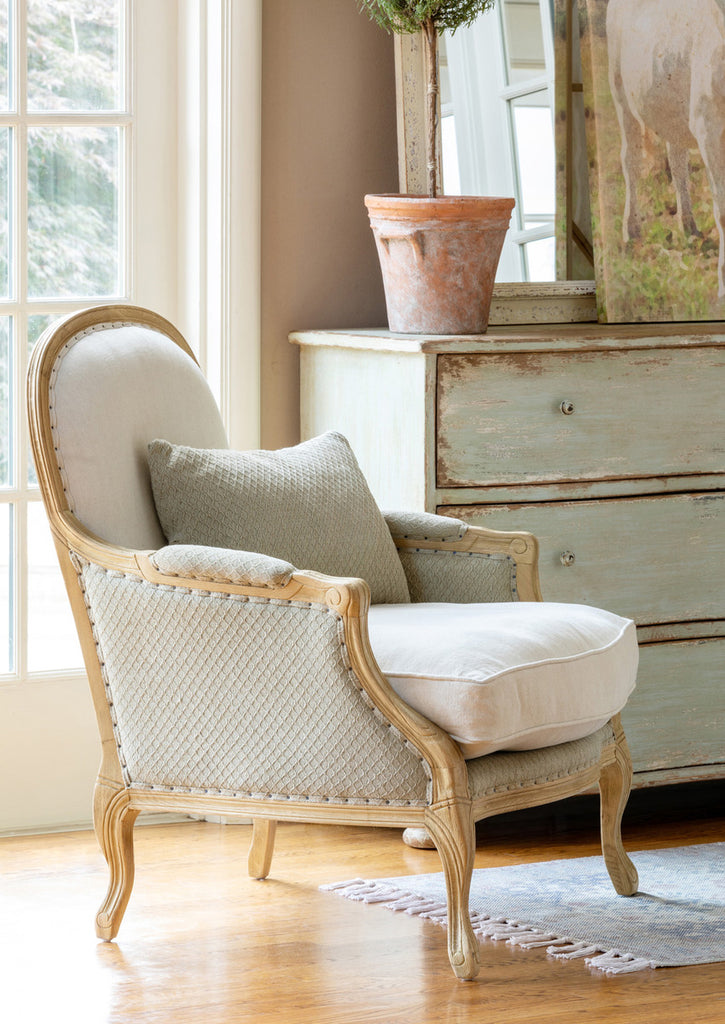 French Style Pale Green Chair Bergeres & Upholstered Chairs Farmhouse Designs   