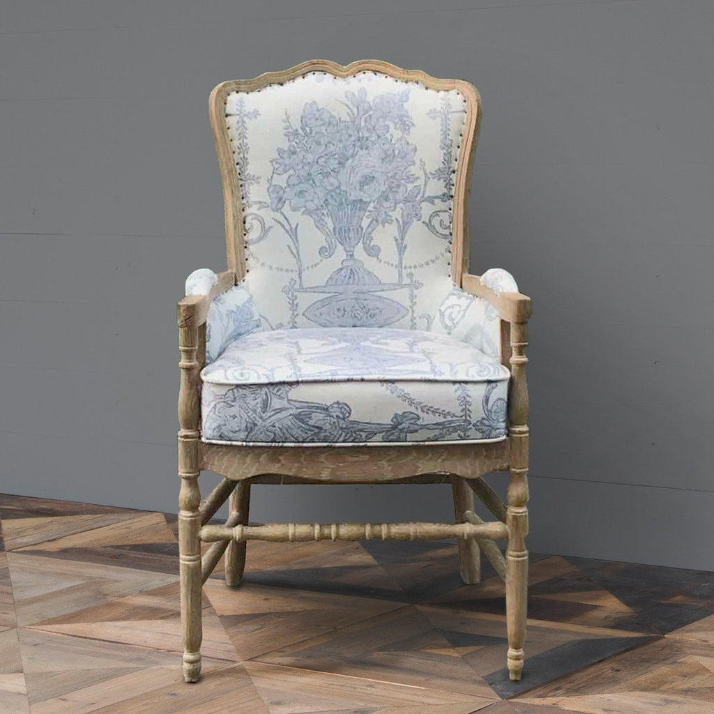 French Style Blue Country Chair Bergeres & Upholstered Chairs Farmhouse Designs   