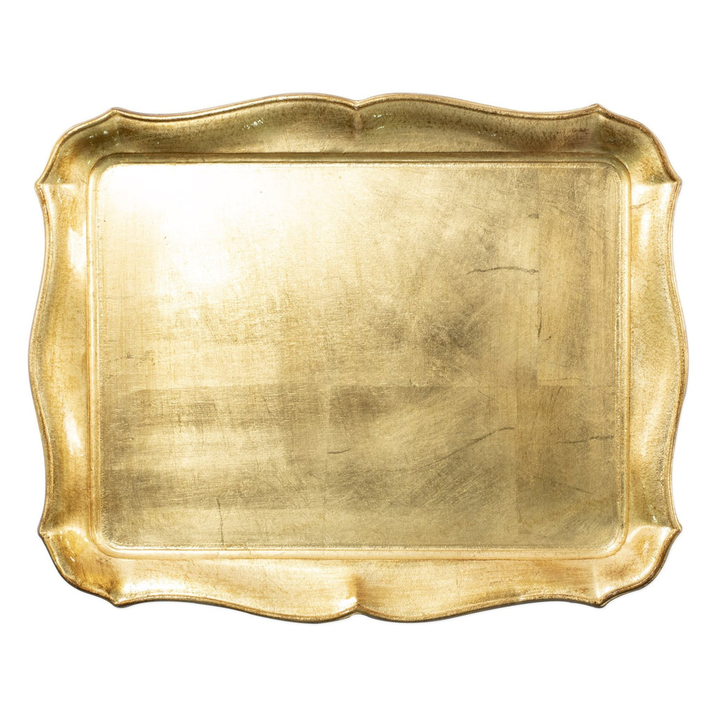 Florentine Wooden Accessories Gold Rectangular Tray Decor Vietri Gold  