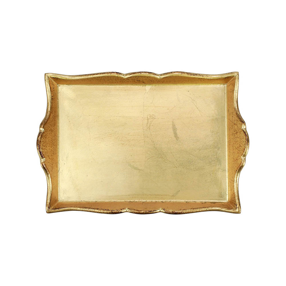 Florentine Wooden Accessories Gold Handled Small Rectangular Tray Decor Vietri   