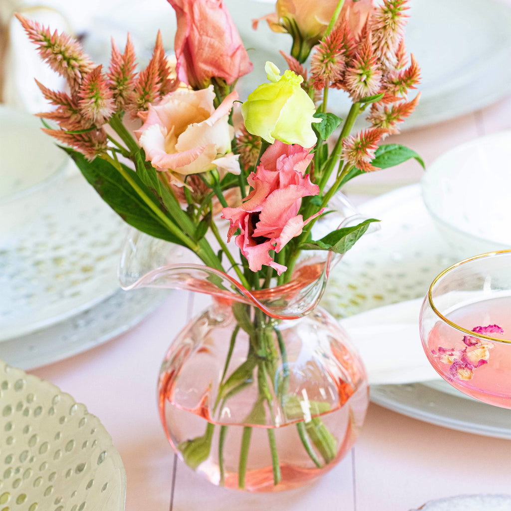 Hibiscus Glass Pink Bud Vase Vases Vietri   