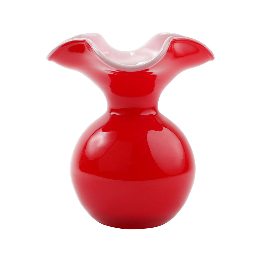 Hibiscus Glass Red Small Fluted Vase Vases Vietri   