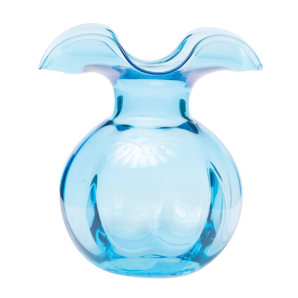 Hibiscus Glass Aqua Medium Fluted Vase Vases Vietri   