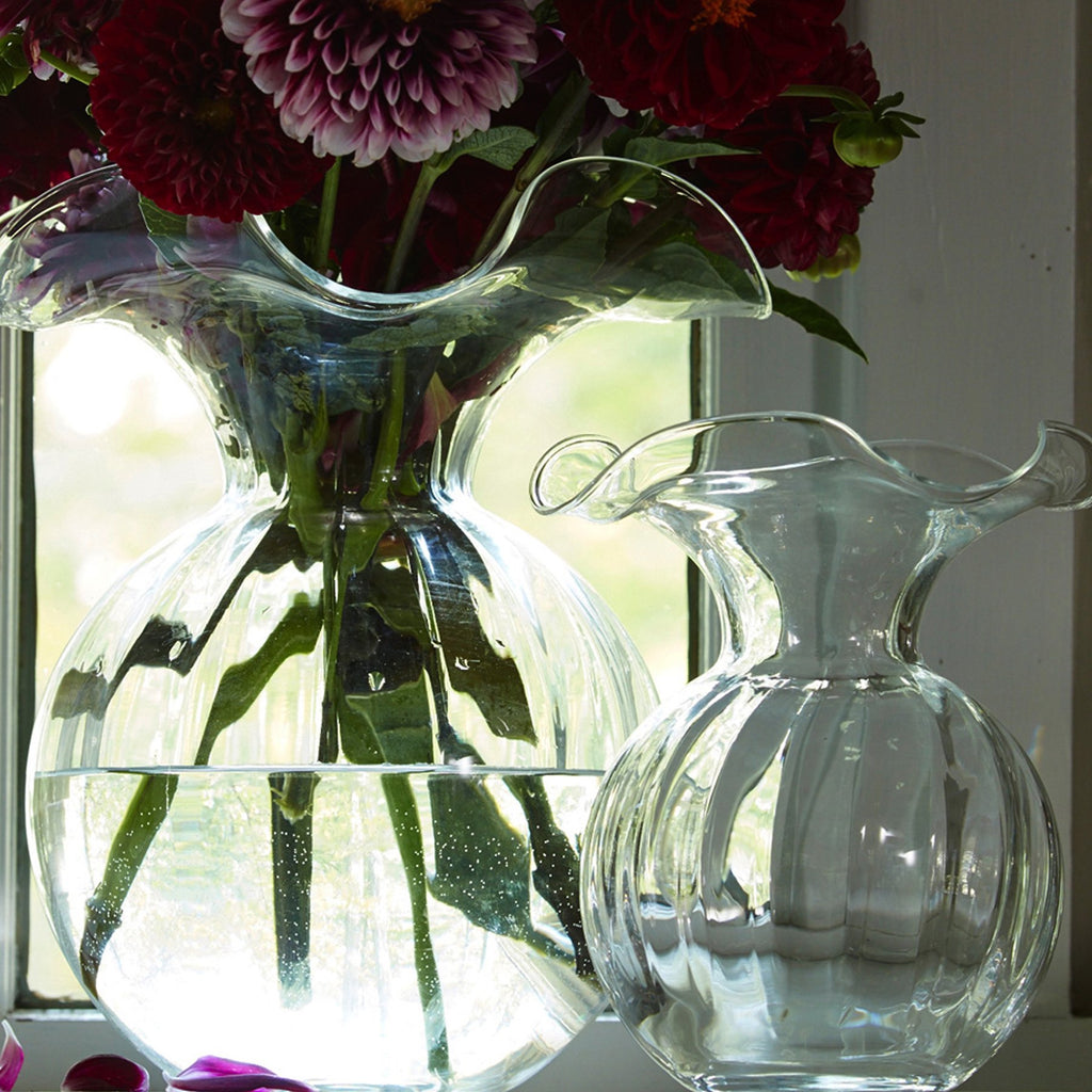 Hibiscus Glass Clear Large Fluted Vase Vases Vietri   