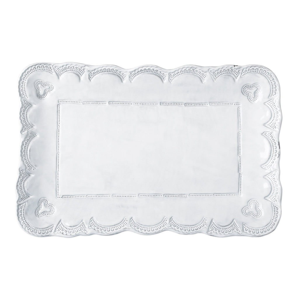 Incanto Lace Small Rectangular Platter Serveware Vietri White  