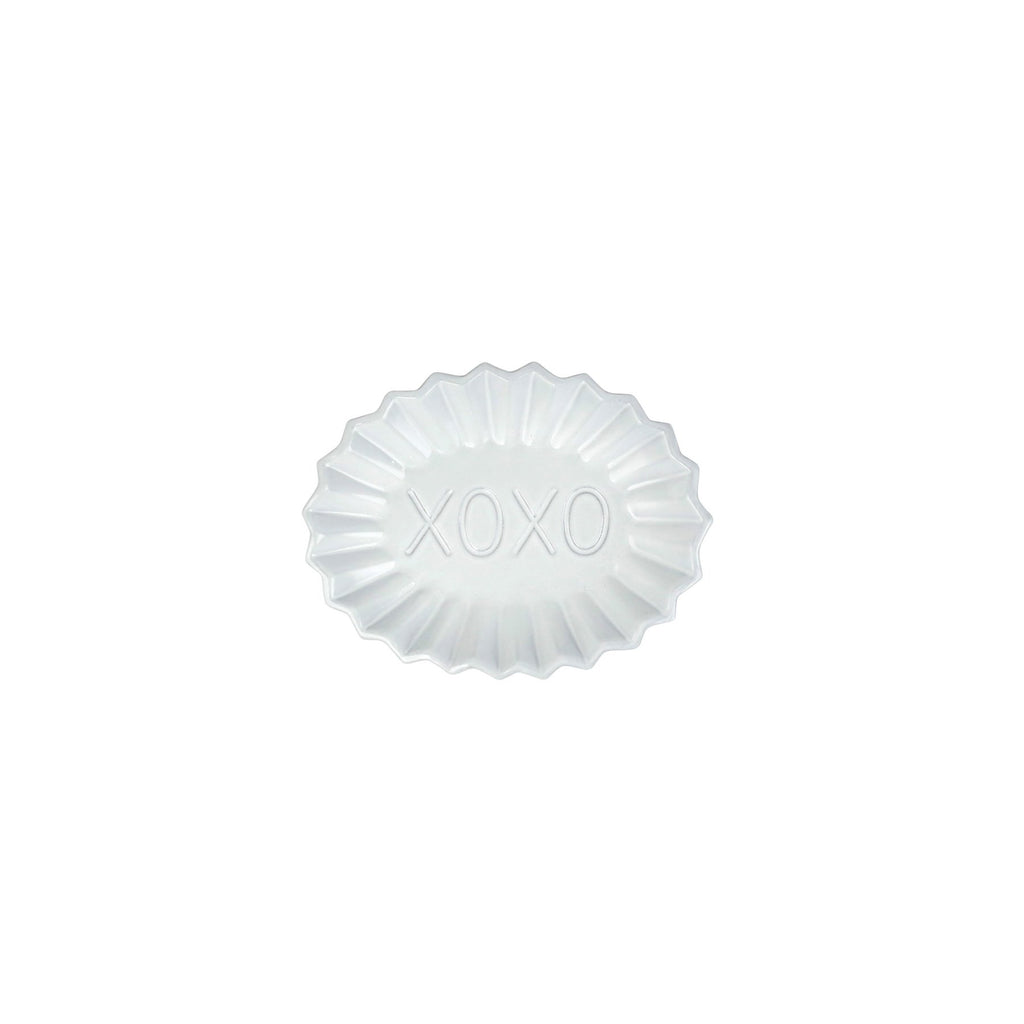 Incanto Pleated XOXO Plate Kitchen Basics Vietri White  