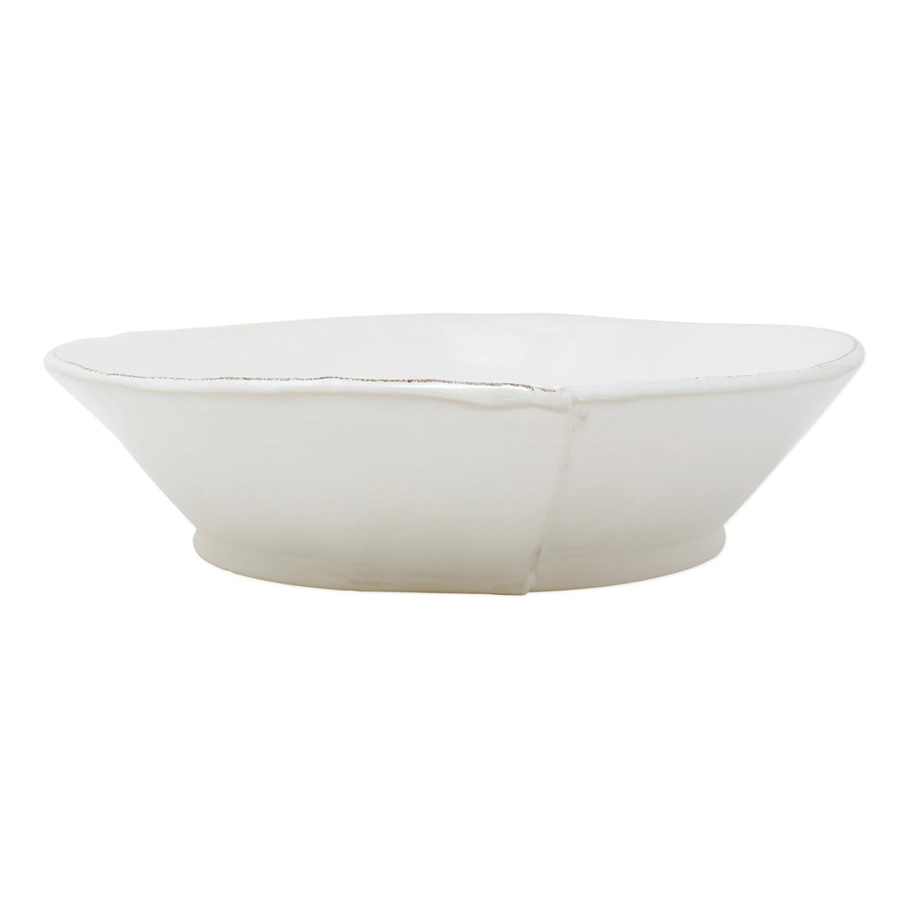 Lastra White Large Shallow Serving Bowl Serveware Vietri White  