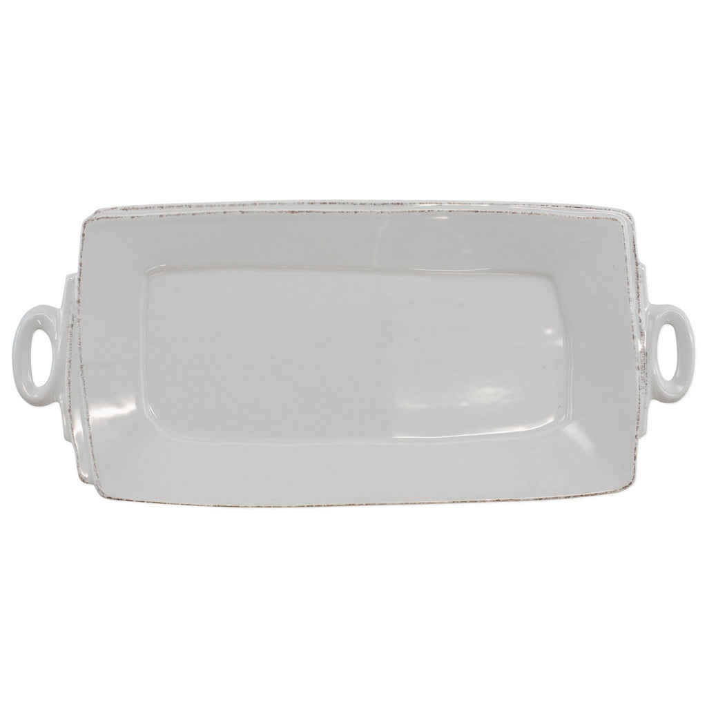 Lastra Handled Rectangular Platter Serveware Vietri Light Gray  