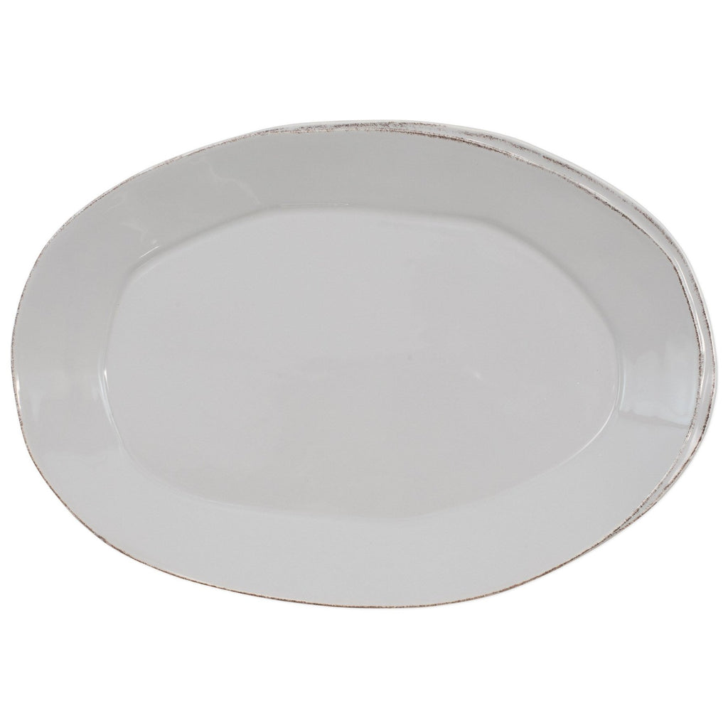 Lastra Oval Platter Serveware Vietri Light Gray  