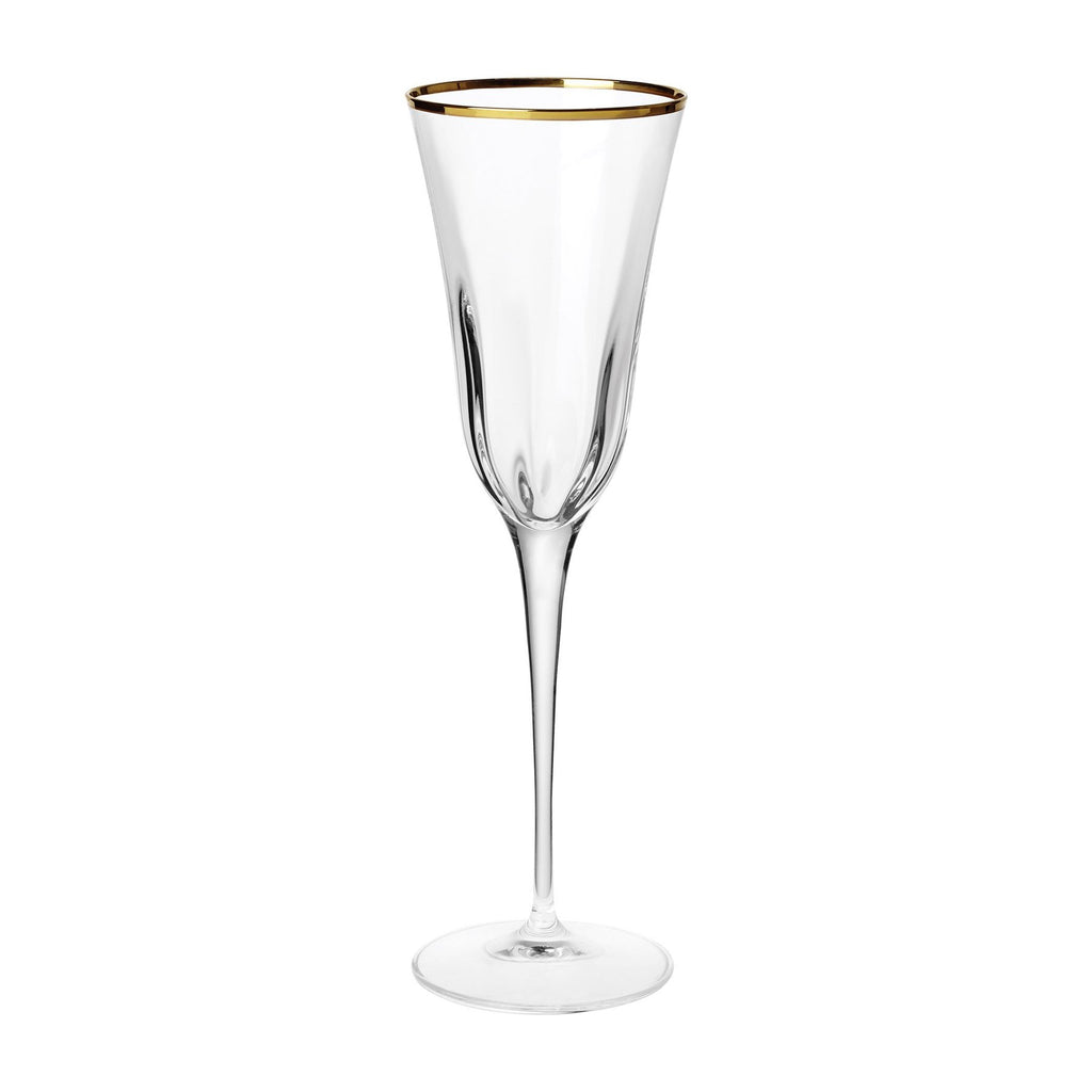 Optical Gold Champagne Glass Barware Vietri Gold  