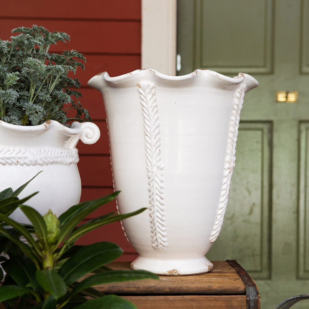 Rustic Garden Linen Tall Planter With Vines Pots and Planters Vietri   