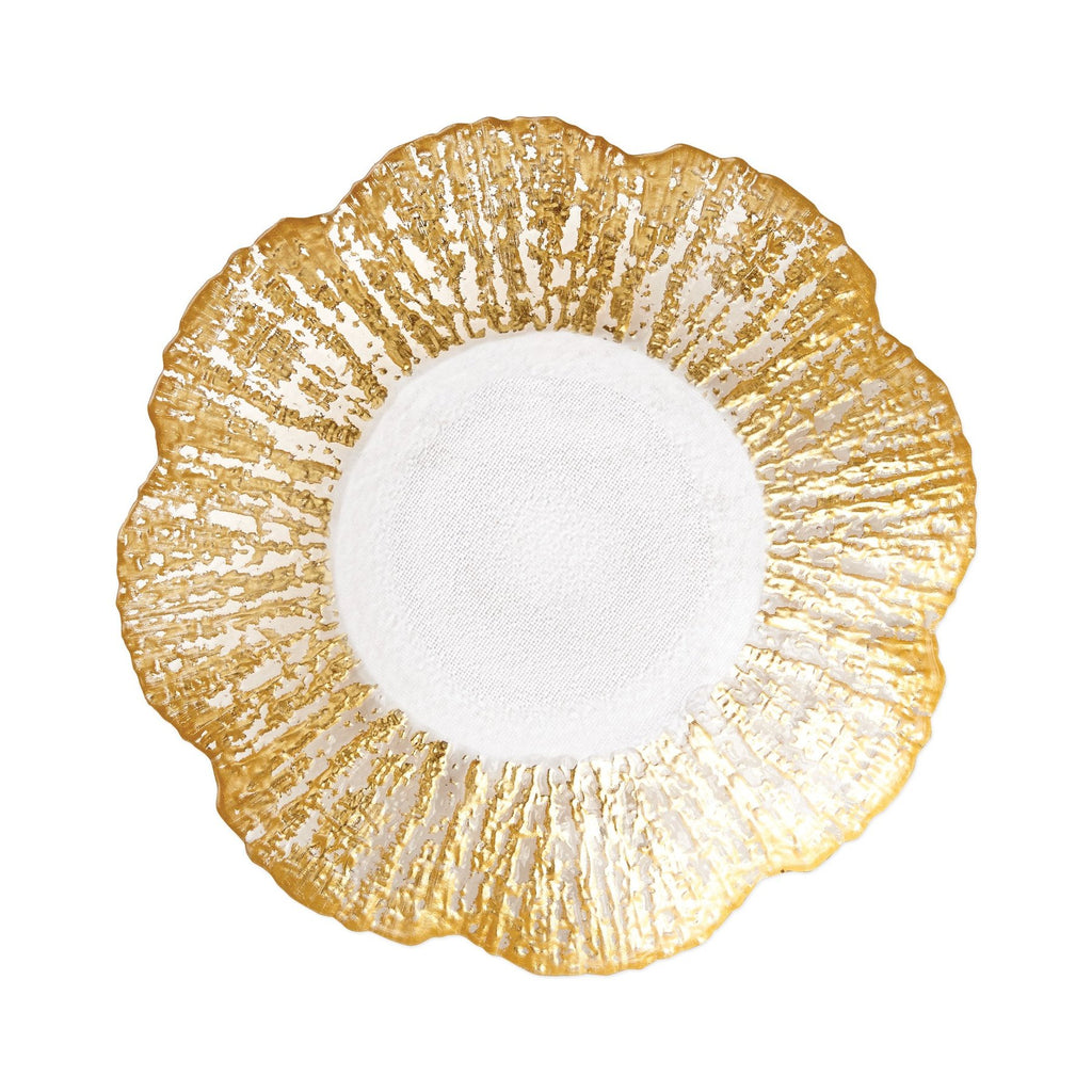Rufolo Glass Gold Small Shallow Bowl Dinnerware Vietri Gold  