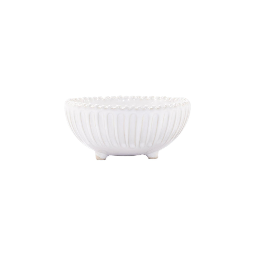 Incanto Stone White Stripe Footed Bowl Serveware Vietri   