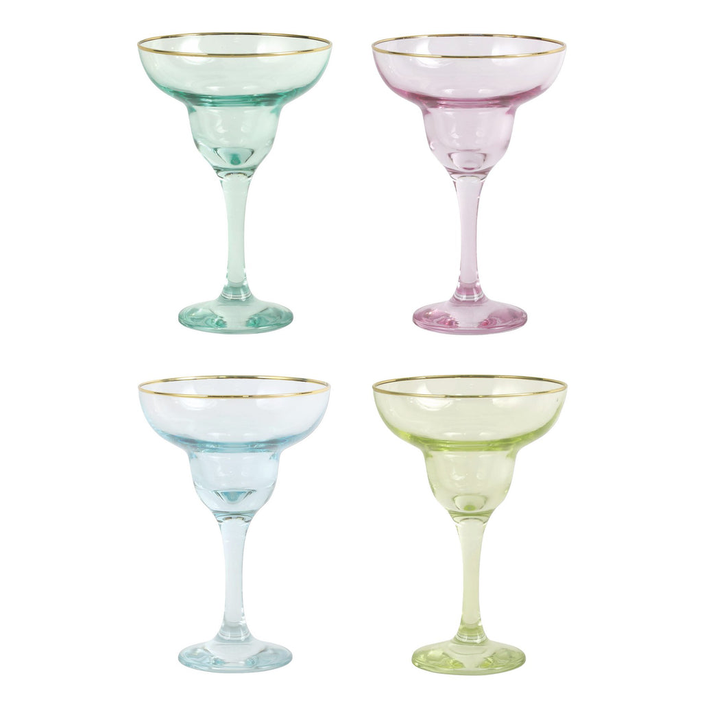 Rainbow Assorted Margarita Glasses - Set of 4 Barware Vietri Assorted  