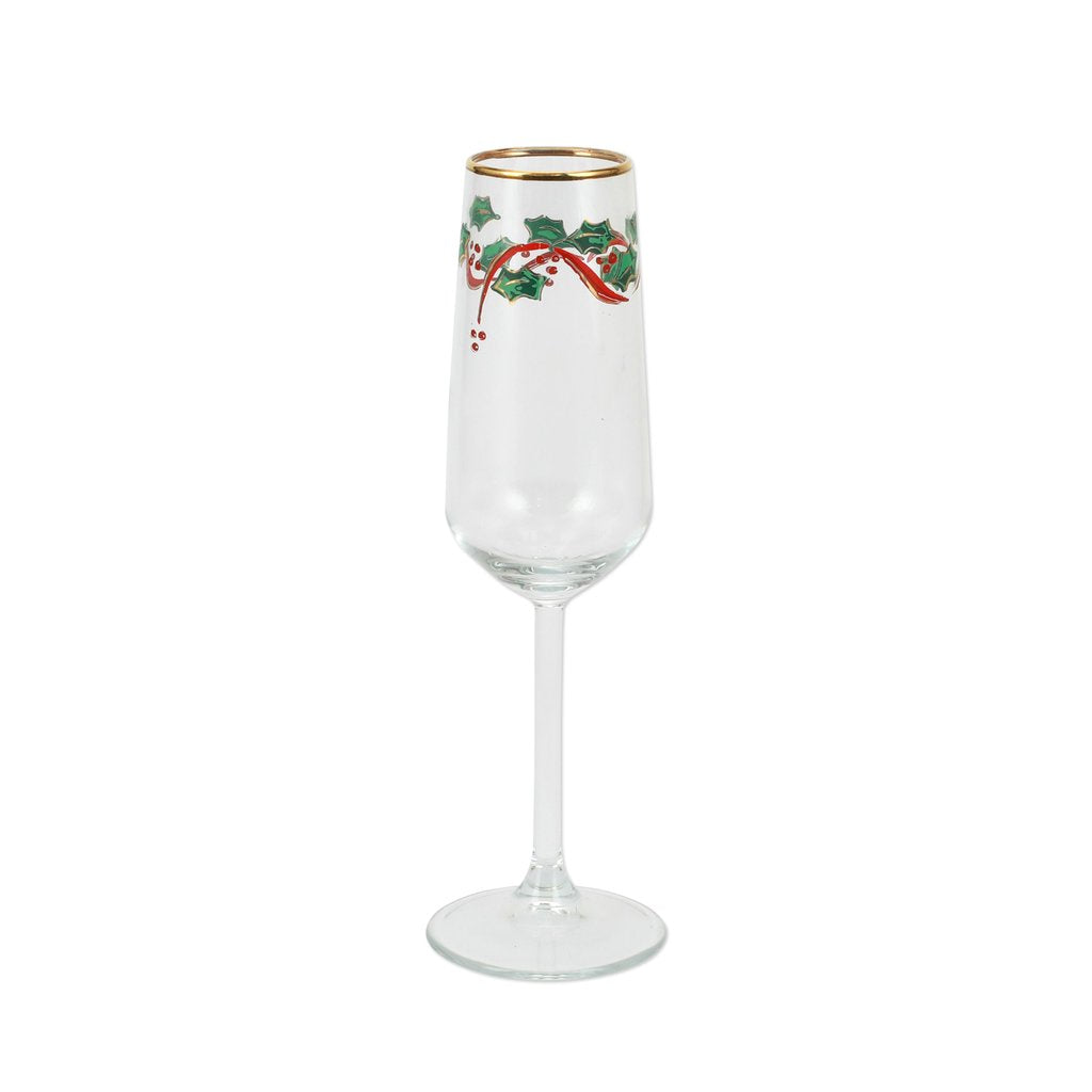Holly Champagne Flute Glassware Vietri   