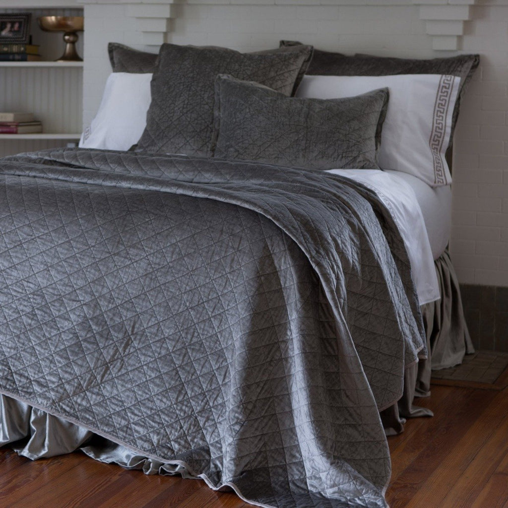 Lili Alessandra Chloe Diamond Quilted Coverlet Quilts & Coverlets Lili Alessandra Silver Queen 