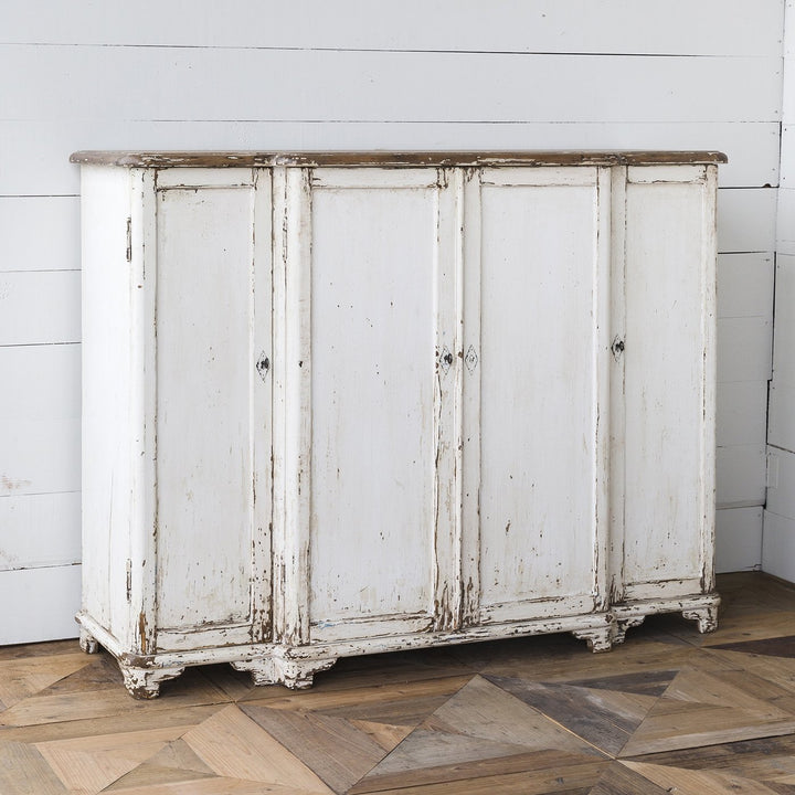 Grand Weathered White Entrance Cabinet Hutches & China Cabinets Farmhouse Designs   