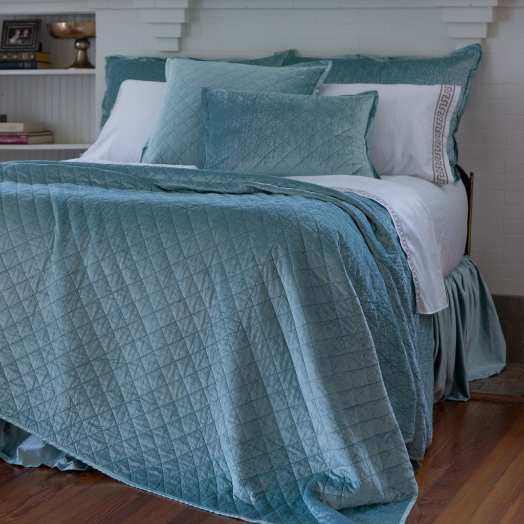 Lili Alessandra Chloe Diamond Quilted Coverlet Quilts & Coverlets Lili Alessandra Sea Foam Queen 
