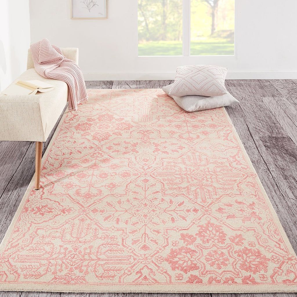Moroccan Medallion Pink Wool Rug – The Bella Cottage Inc.