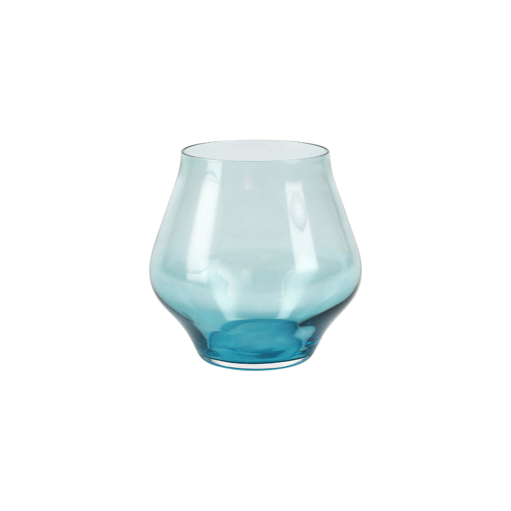 Contessa Teal Stemless Wine Glass Glassware Vietri   