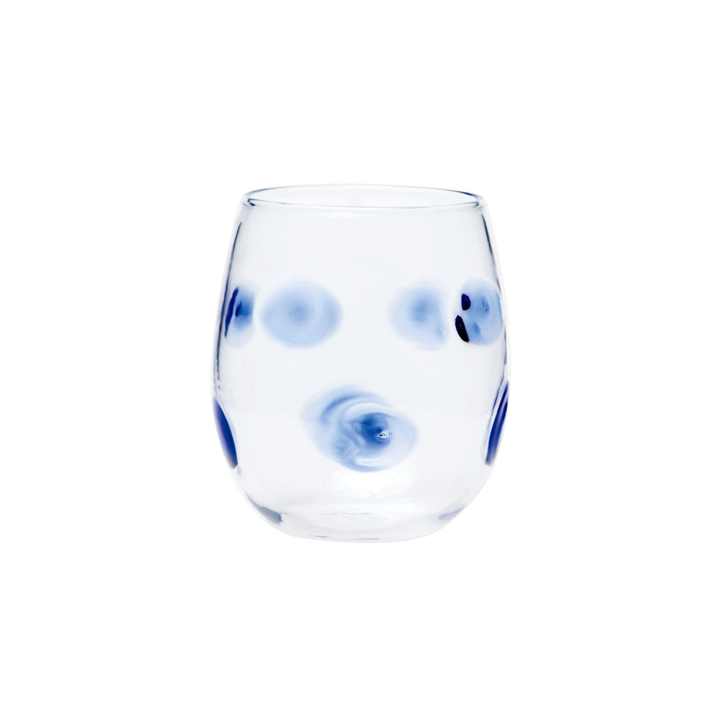 Drop Stemless Wine Glass Glassware Vietri Blue  