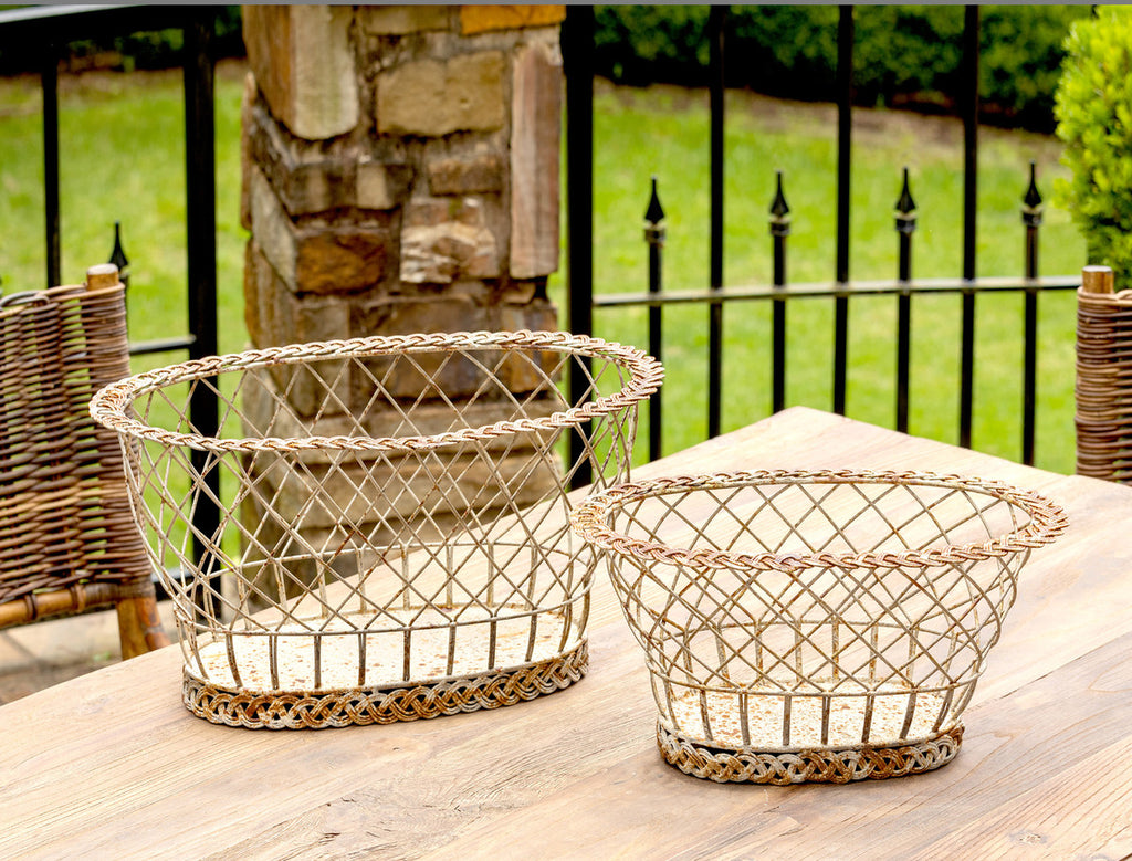 Wire Braided Old World Baskets Decor Farmhouse Designs   