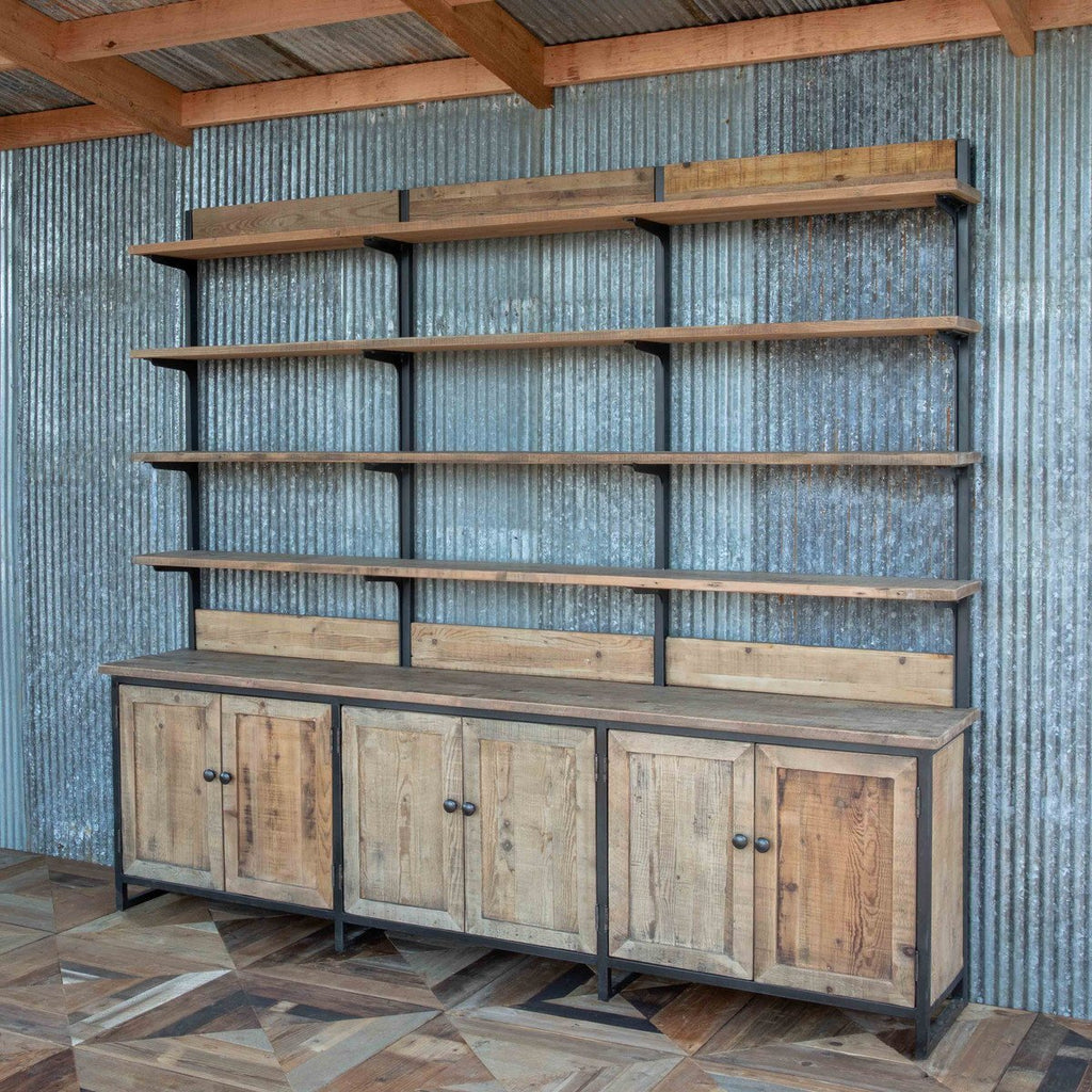 Rustic Industrial Wall Shelf Unit Hutches & China Cabinets Farmhouse Designs   