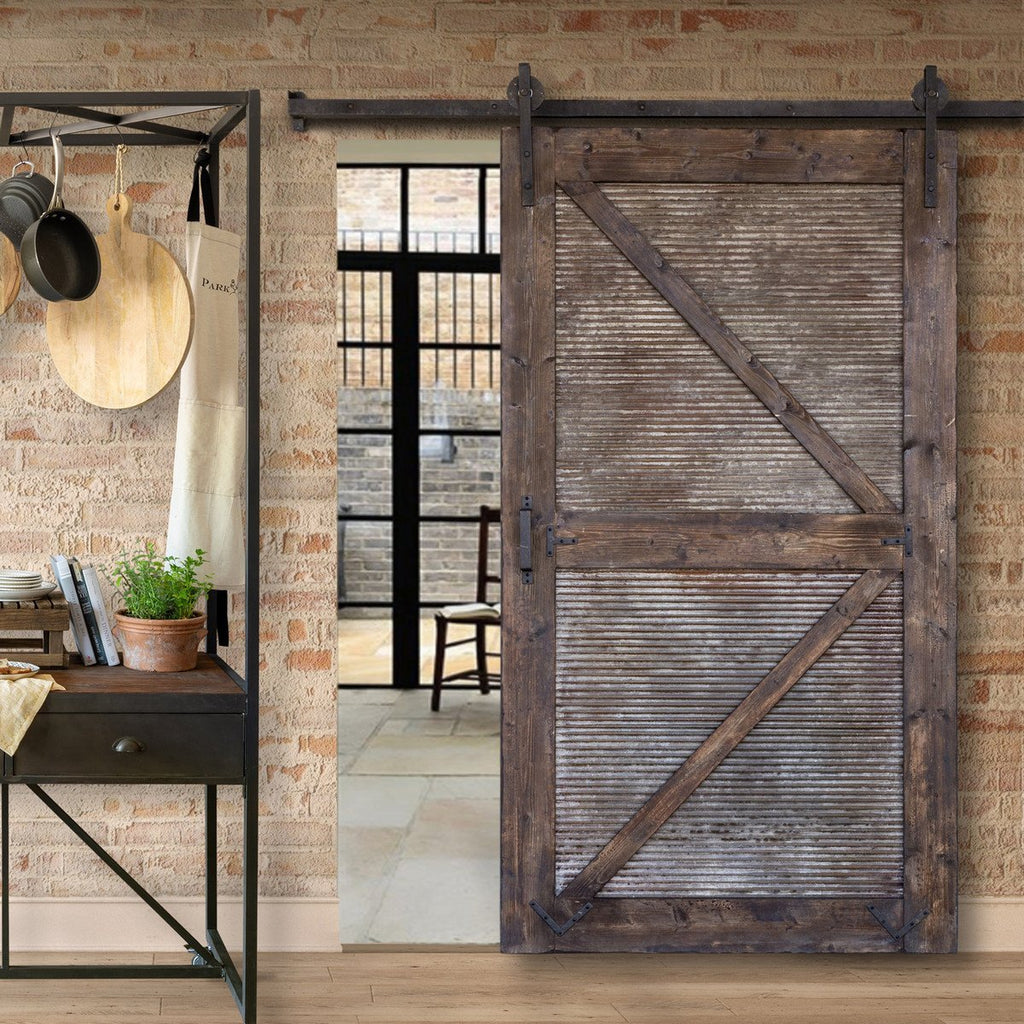 Sliding Farmhouse Door with Rail Hardware Architectural Accents Farmhouse Designs   