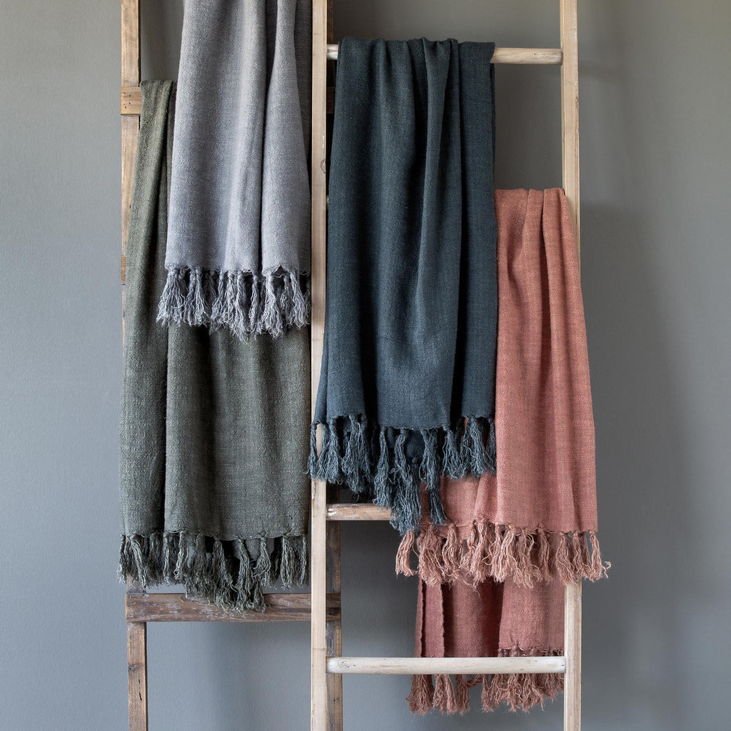 Indigo Linen Throw Throw Blankets Farmhouse Designs   