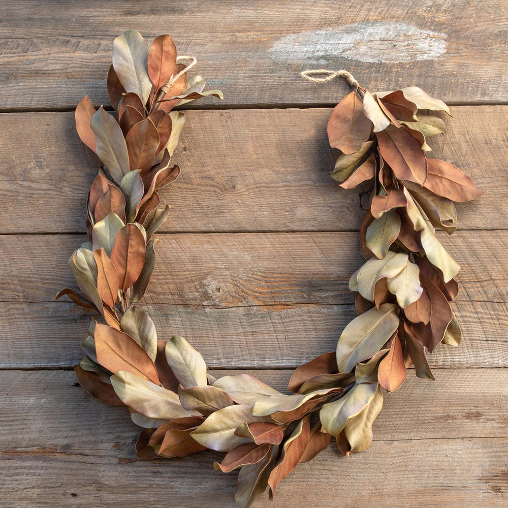Bronze and Green Magnolia Garland Wreaths and Garlands Farmhouse Designs   