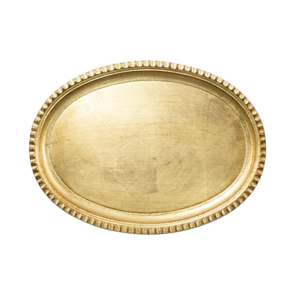 Florentine Wooden Accessories Gold Small Oval Tray Decor Vietri Gold  