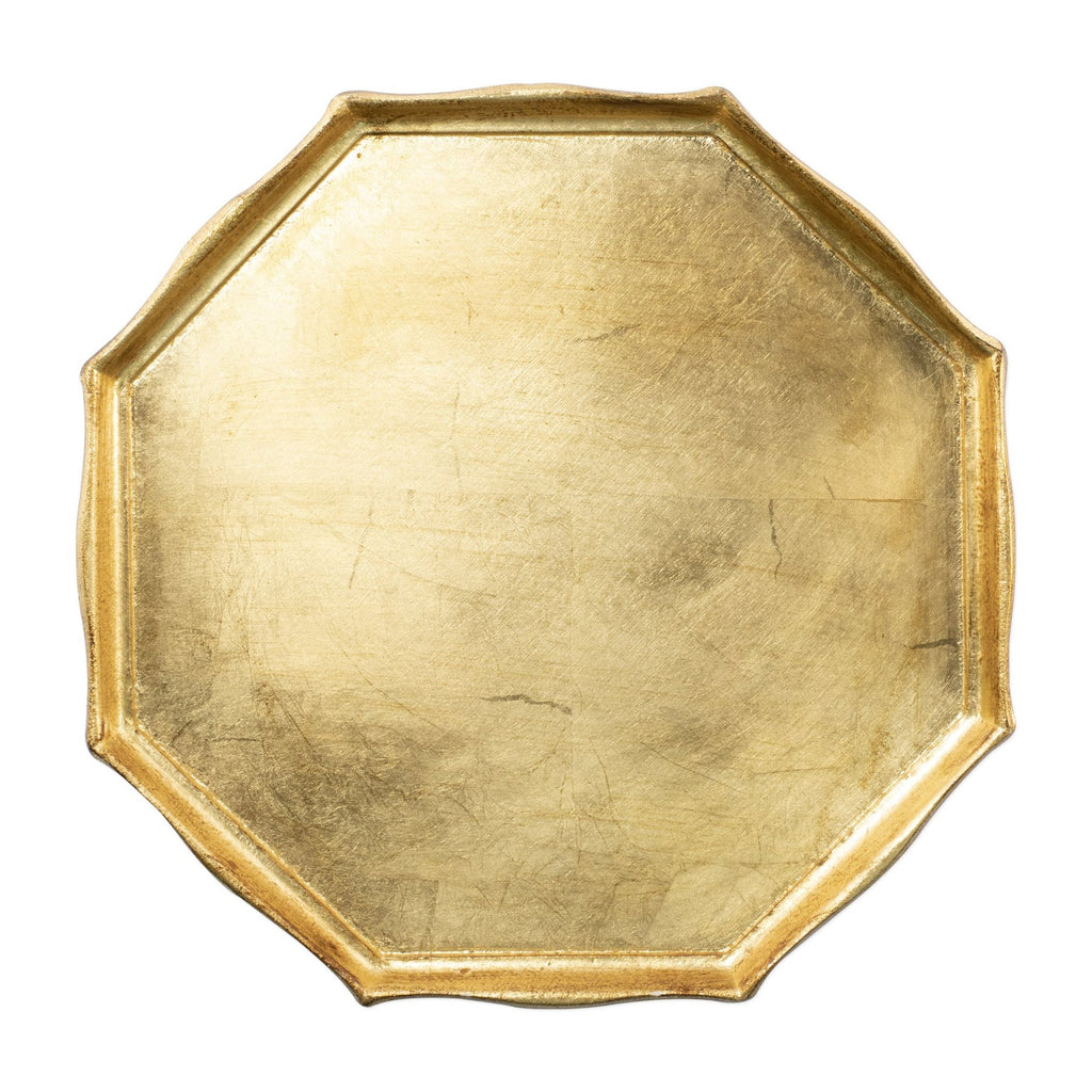 Florentine Wooden Accessories Gold Octagonal Tray Decor Vietri Gold  