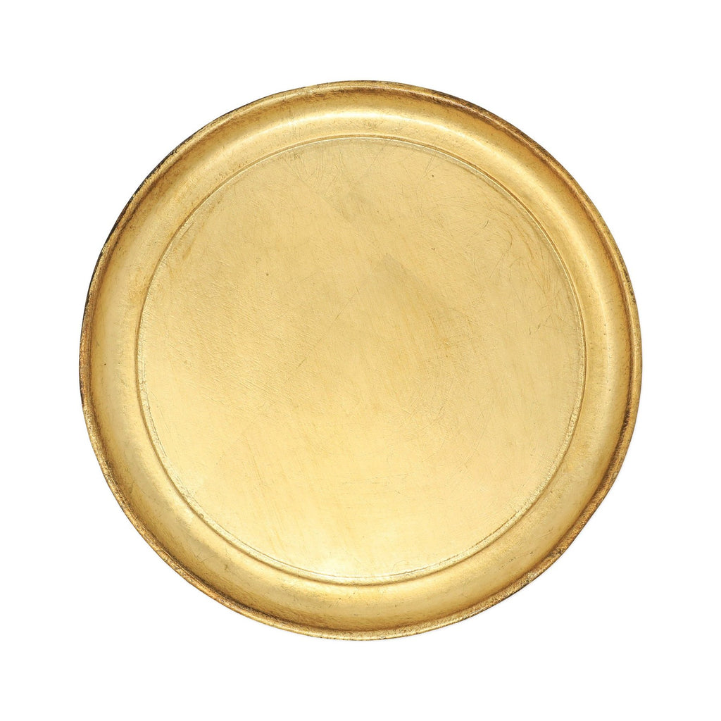 Florentine Wooden Accessories Gold Small Round Tray Decor Vietri Gold  