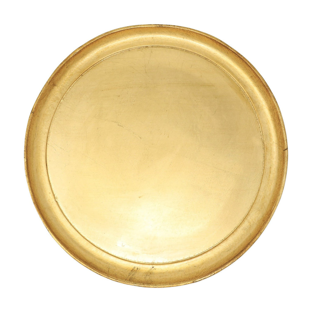 Florentine Wooden Accessories Gold Medium Round Tray Decor Vietri Gold  