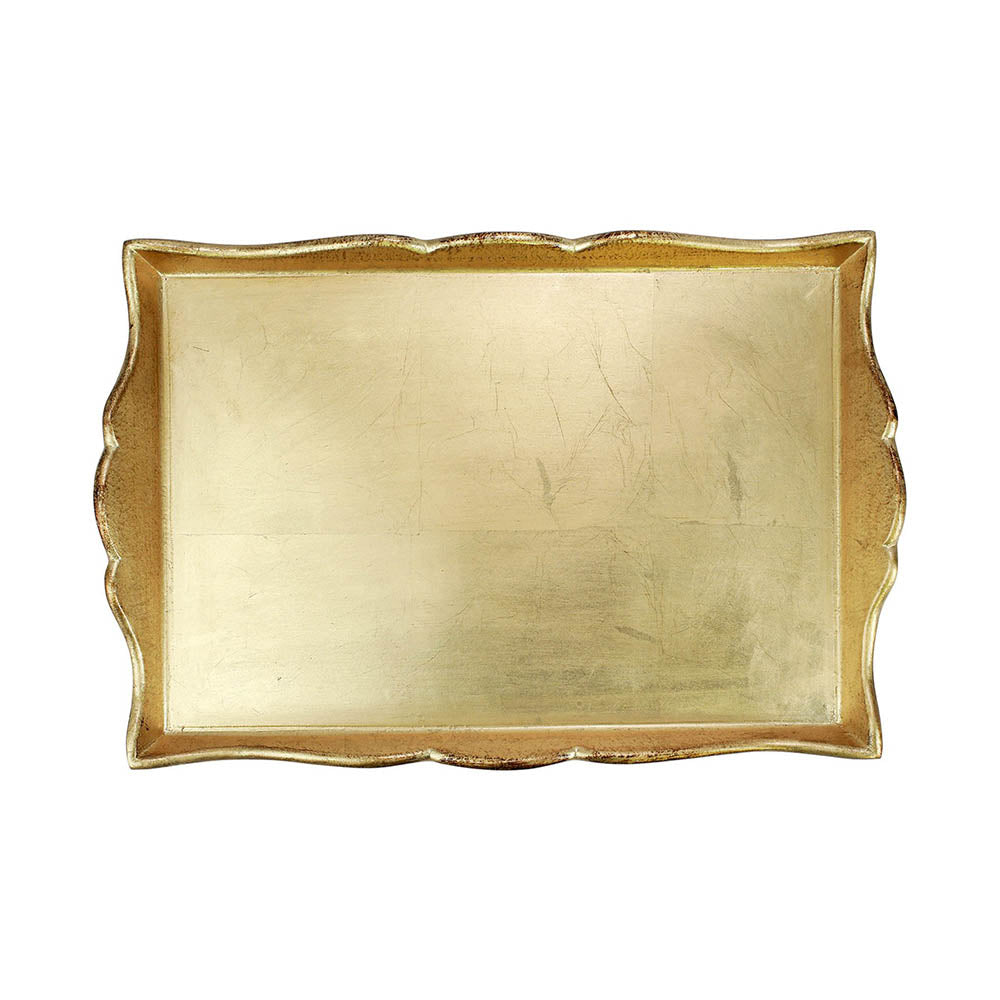 Florentine Wooden Accessories Gold Handled Medium Rectangular Tray Decor Vietri   