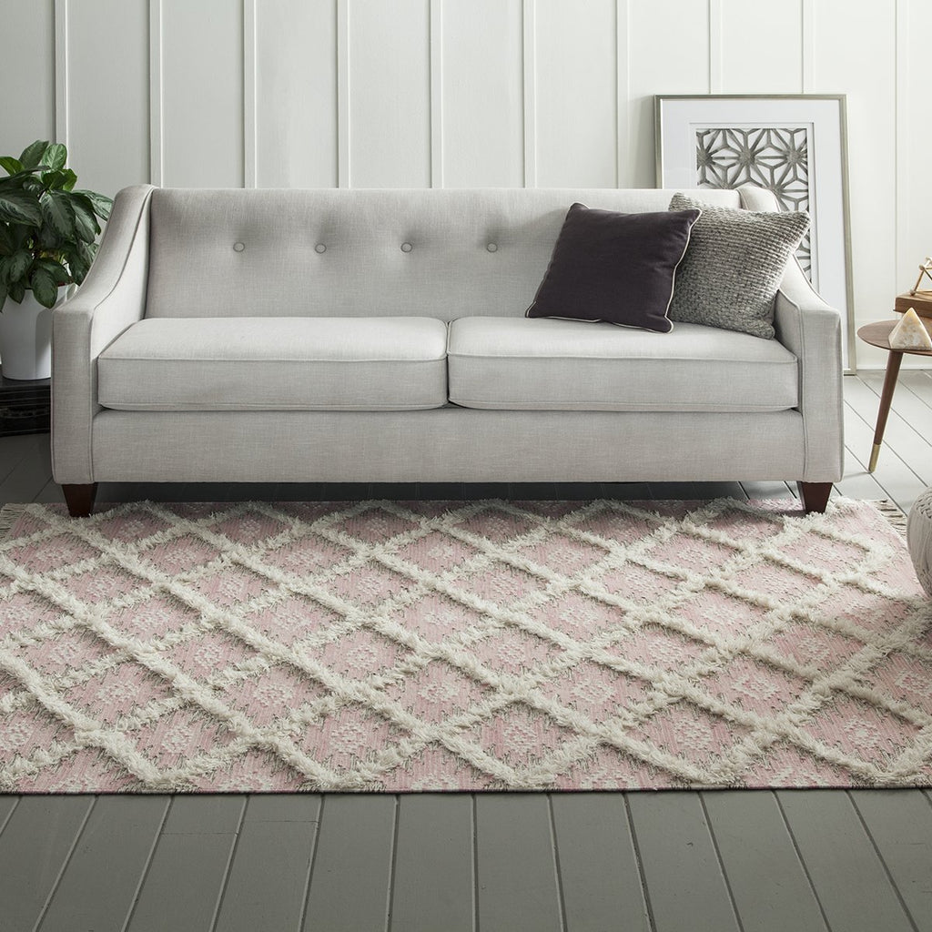 Pink Diamond Fringe Wool Rug – The Bella Cottage Inc.