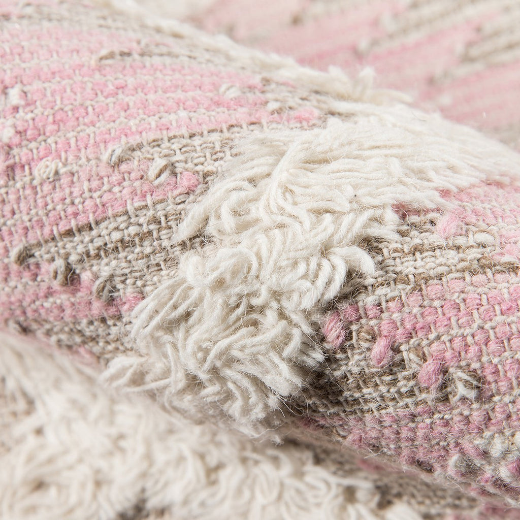 Pink Diamond Fringe Wool Rug – The Bella Cottage Inc.