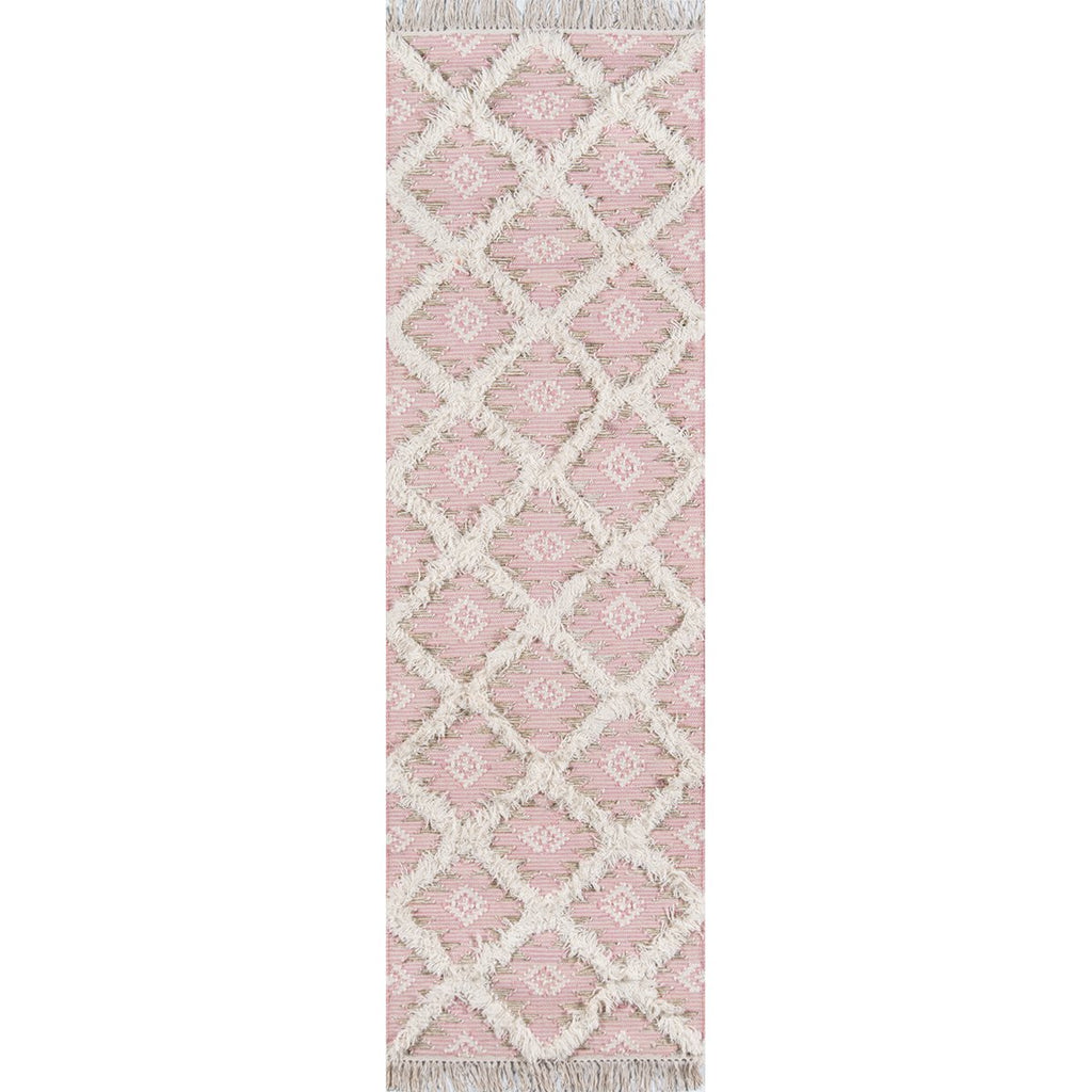 Pink Diamond Fringe Wool Rug – The Bella Cottage Inc.
