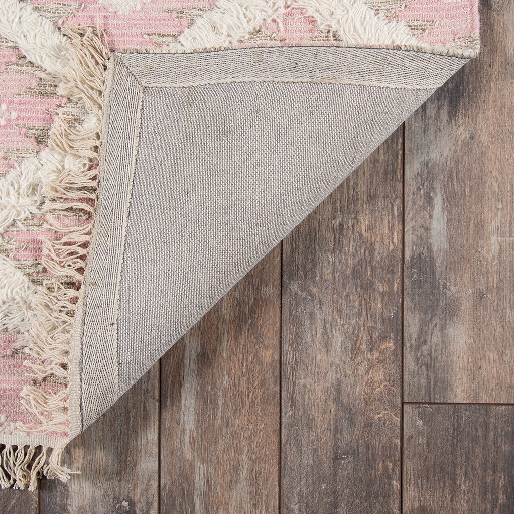 Pink Diamond Fringe Wool Rug – The Bella Cottage Inc.