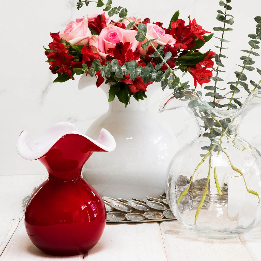 Hibiscus Glass White Medium Fluted Vase Vases Vietri   