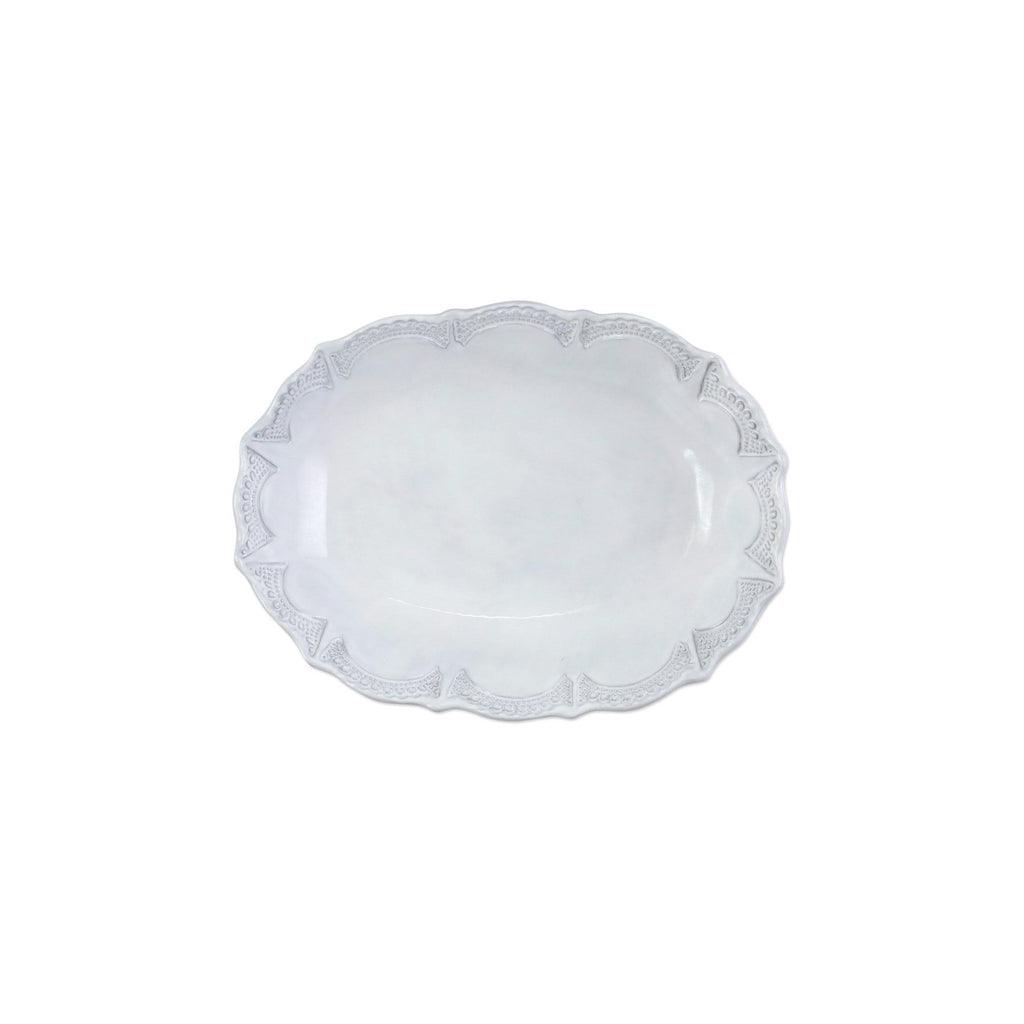 Incanto Lace Small Oval Serving Bowl Serveware Vietri White  