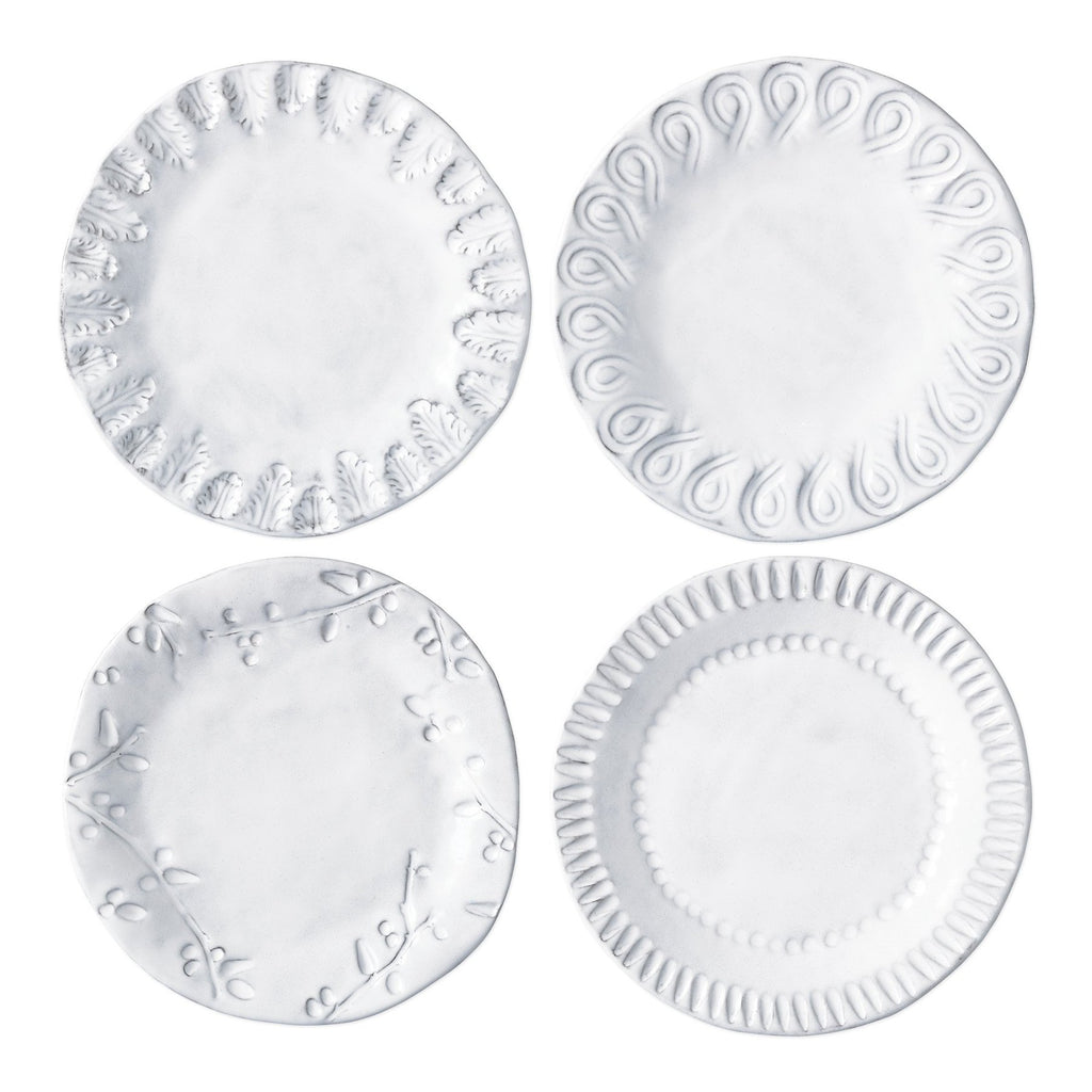 Incanto Assorted Canape Plates - Set of 4 Dinnerware Vietri White  
