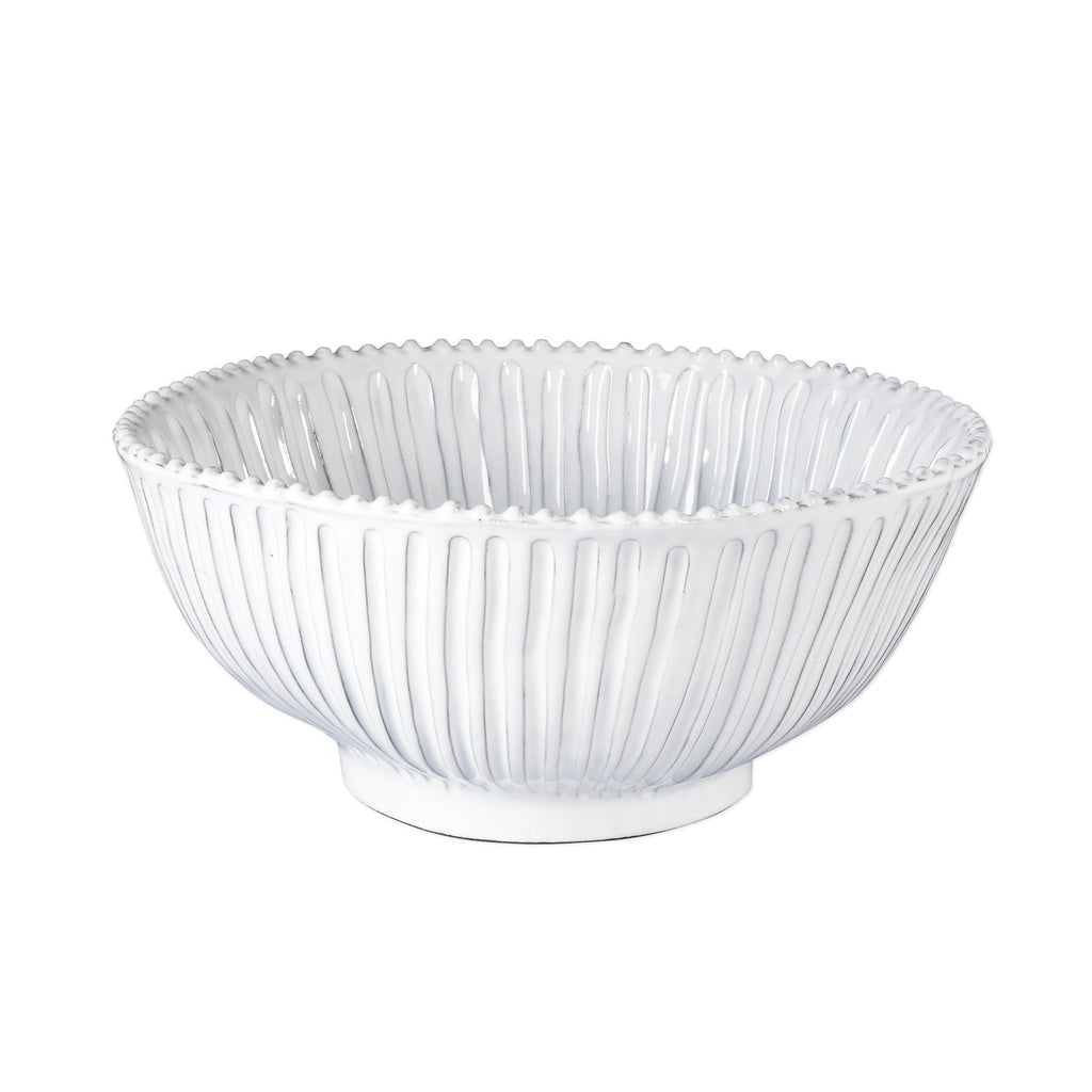 Incanto Stripe Large Serving Bowl Serveware Vietri White  