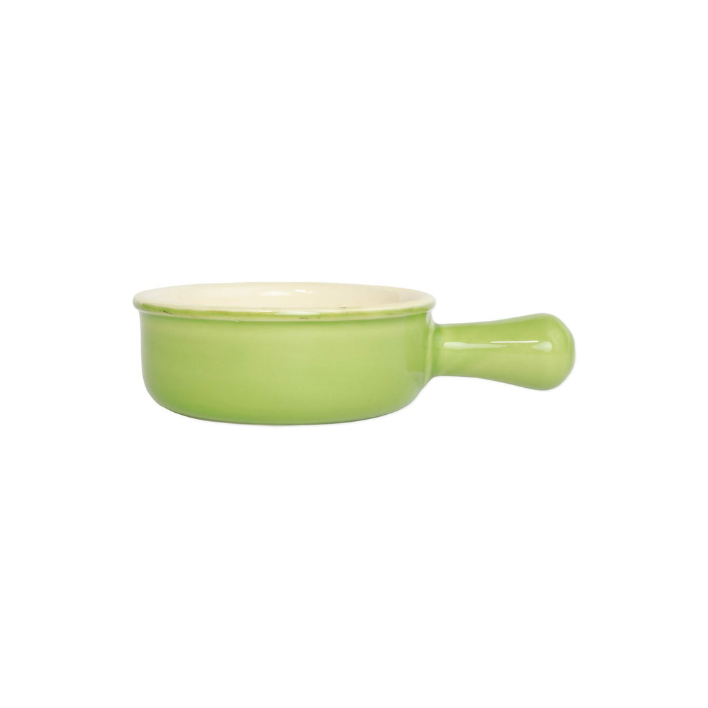 Italian Bakers Small Round Baker with Large Handle Kitchen Basics Vietri Green  