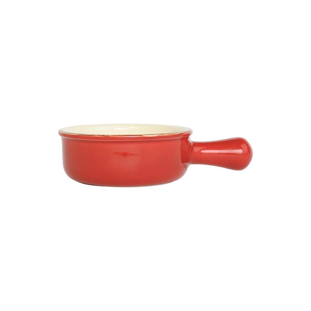 Italian Bakers Small Round Baker with Large Handle Kitchen Basics Vietri Red  